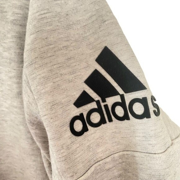 Adidas ID Stadium Full Zip Gray Hoodie Black Zip Comfortable Athletic Sweater - Picture 12 of 15